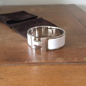 Authentic Hermès White enamel Bracelet